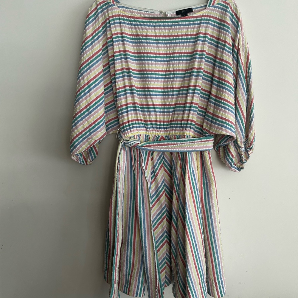J. Crew Rainbow Stripe Seersucker Dress
